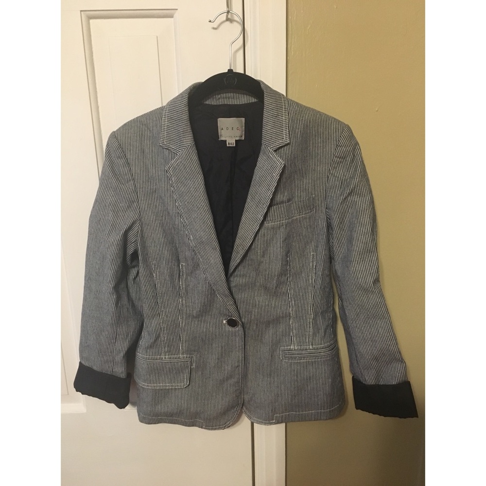 Denim like navy blue stripe blazer